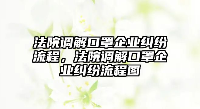 法院調解口罩企業糾紛流程，法院調解口罩企業糾紛流程圖