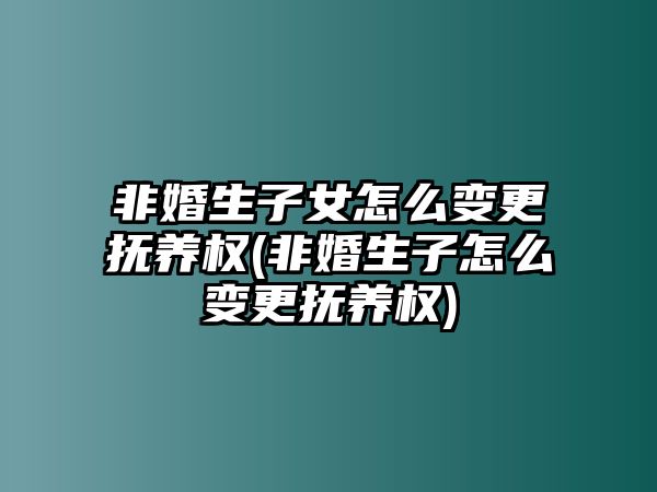 非婚生子女怎么變更撫養(yǎng)權(非婚生子怎么變更撫養(yǎng)權)