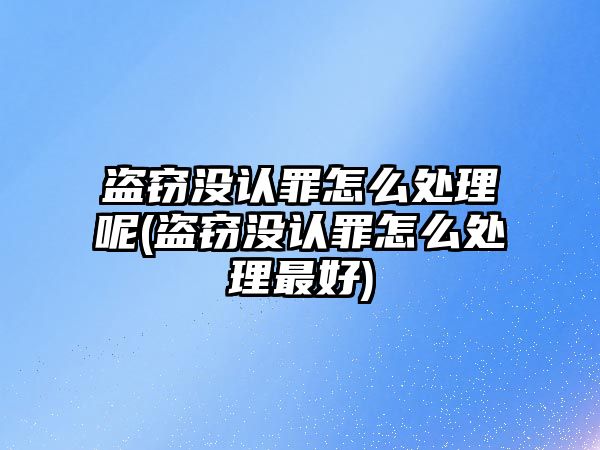 盜竊沒認罪怎么處理呢(盜竊沒認罪怎么處理最好)