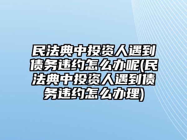 民法典中投資人遇到債務(wù)違約怎么辦呢(民法典中投資人遇到債務(wù)違約怎么辦理)