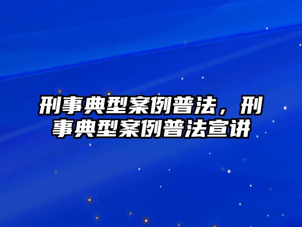 刑事典型案例普法，刑事典型案例普法宣講