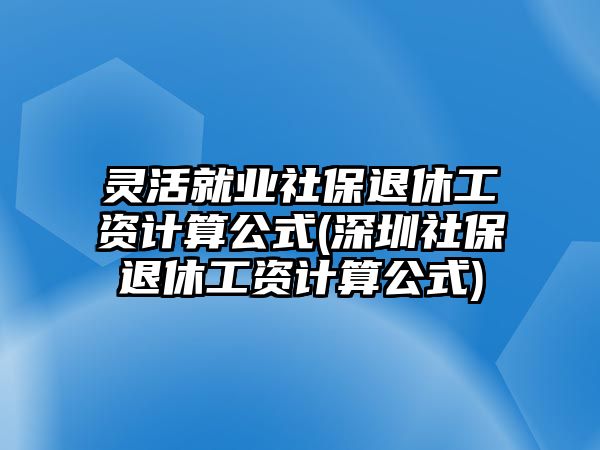 靈活就業(yè)社保退休工資計(jì)算公式(深圳社保退休工資計(jì)算公式)