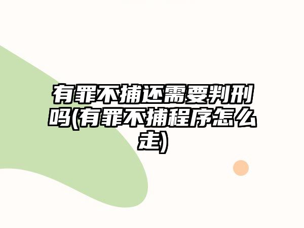 有罪不捕還需要判刑嗎(有罪不捕程序怎么走)