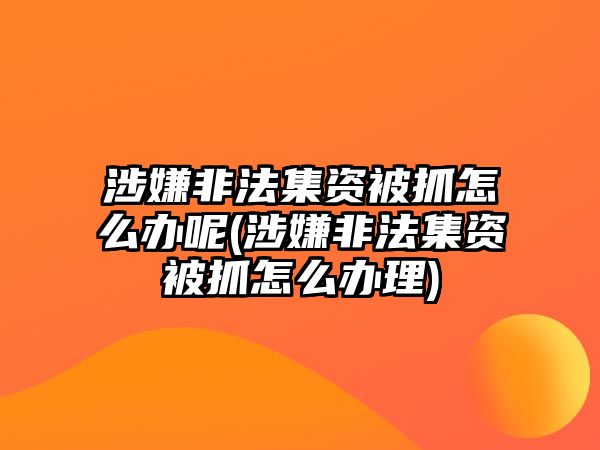 涉嫌非法集資被抓怎么辦呢(涉嫌非法集資被抓怎么辦理)