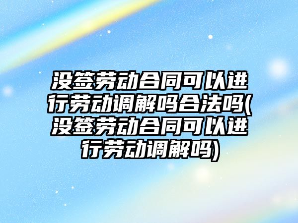 沒簽勞動合同可以進行勞動調解嗎合法嗎(沒簽勞動合同可以進行勞動調解嗎)