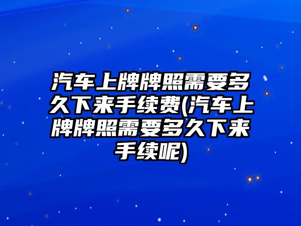 汽車上牌牌照需要多久下來手續(xù)費(fèi)(汽車上牌牌照需要多久下來手續(xù)呢)