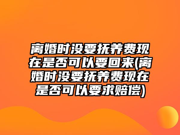 離婚時沒要撫養費現在是否可以要回來(離婚時沒要撫養費現在是否可以要求賠償)