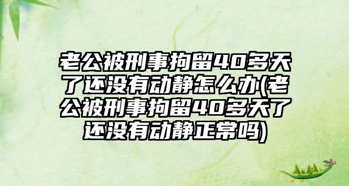 老公被刑事拘留40多天了還沒有動靜怎么辦(老公被刑事拘留40多天了還沒有動靜正常嗎)