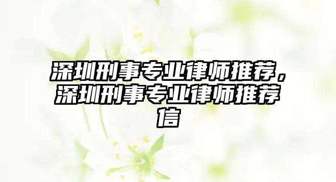 深圳刑事專業律師推薦，深圳刑事專業律師推薦信