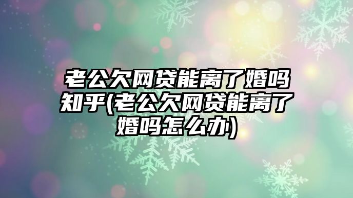 老公欠網(wǎng)貸能離了婚嗎知乎(老公欠網(wǎng)貸能離了婚嗎怎么辦)