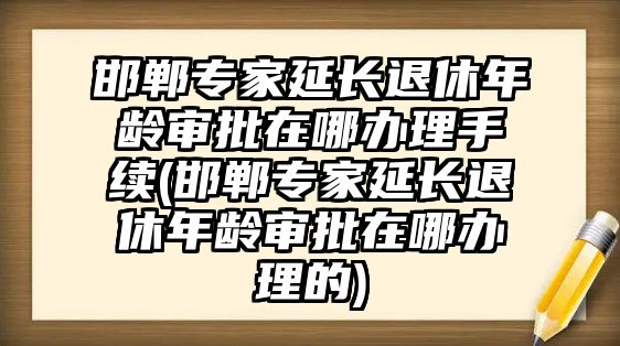 邯鄲專家延長退休年齡審批在哪辦理手續(邯鄲專家延長退休年齡審批在哪辦理的)