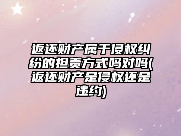 返還財產屬于侵權糾紛的擔責方式嗎對嗎(返還財產是侵權還是違約)