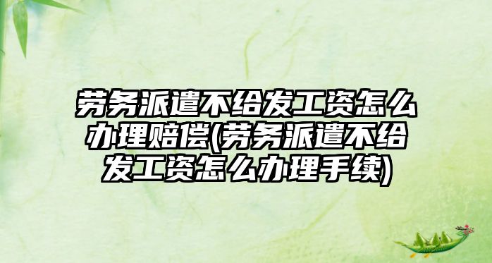 勞務(wù)派遣不給發(fā)工資怎么辦理賠償(勞務(wù)派遣不給發(fā)工資怎么辦理手續(xù))