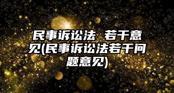 民事訴訟法 若干意見(民事訴訟法若干問題意見)