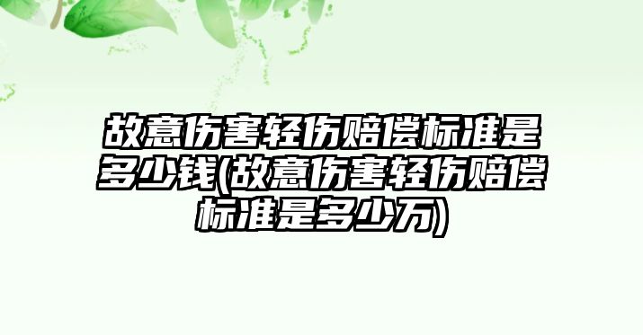 故意傷害輕傷賠償標準是多少錢(故意傷害輕傷賠償標準是多少萬)