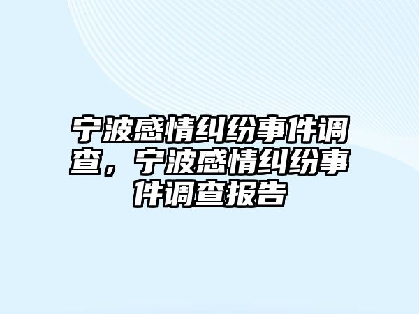 寧波感情糾紛事件調查，寧波感情糾紛事件調查報告