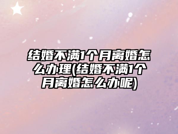 結婚不滿1個月離婚怎么辦理(結婚不滿1個月離婚怎么辦呢)