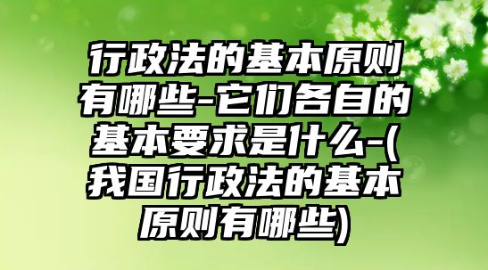 行政法的基本原則有哪些-它們各自的基本要求是什么-(我國行政法的基本原則有哪些)