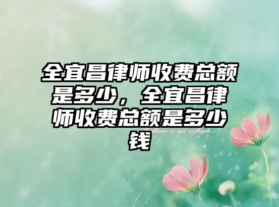 全宜昌律師收費總額是多少，全宜昌律師收費總額是多少錢