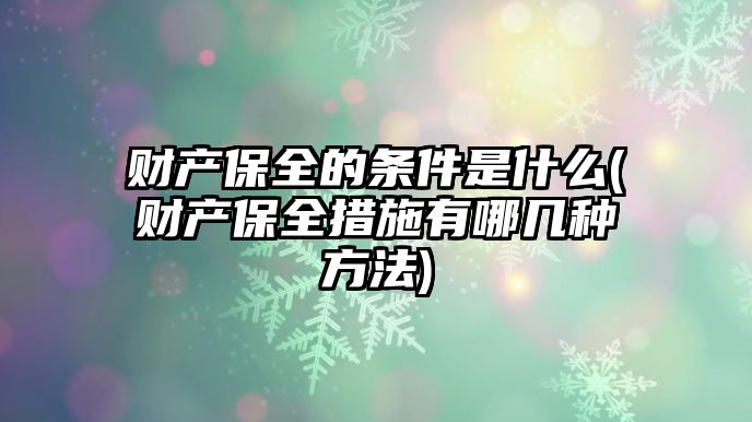 財產保全的條件是什么(財產保全措施有哪幾種方法)