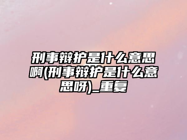 刑事辯護(hù)是什么意思啊(刑事辯護(hù)是什么意思呀)_重復(fù)