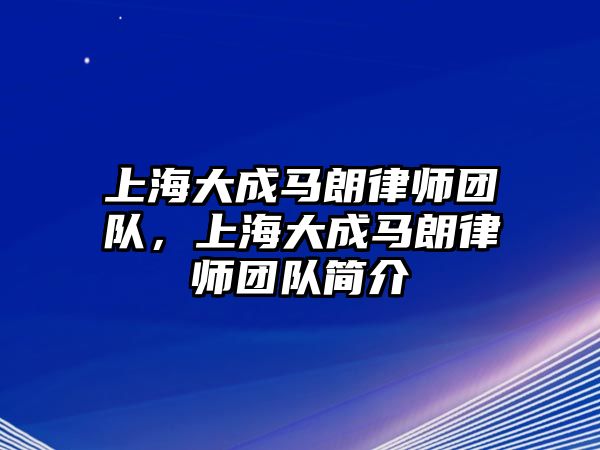 上海大成馬朗律師團隊，上海大成馬朗律師團隊簡介