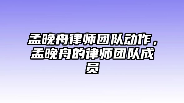 孟晚舟律師團隊動作，孟晚舟的律師團隊成員