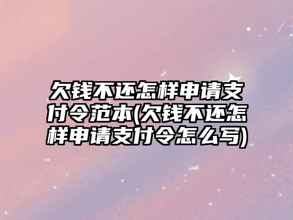 欠錢不還怎樣申請支付令范本(欠錢不還怎樣申請支付令怎么寫)