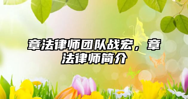 章法律師團(tuán)隊(duì)?wèi)?zhàn)宏，章法律師簡(jiǎn)介