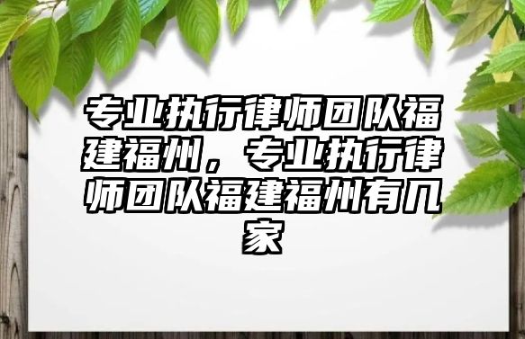 專業執行律師團隊福建福州，專業執行律師團隊福建福州有幾家