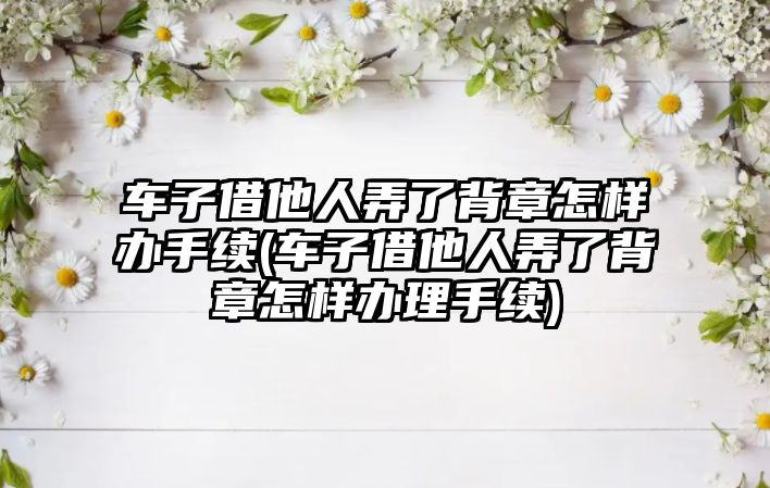 車子借他人弄了背章怎樣辦手續(車子借他人弄了背章怎樣辦理手續)