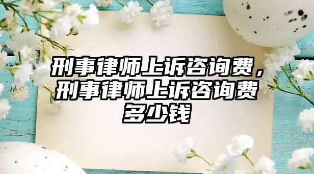 刑事律師上訴咨詢費，刑事律師上訴咨詢費多少錢