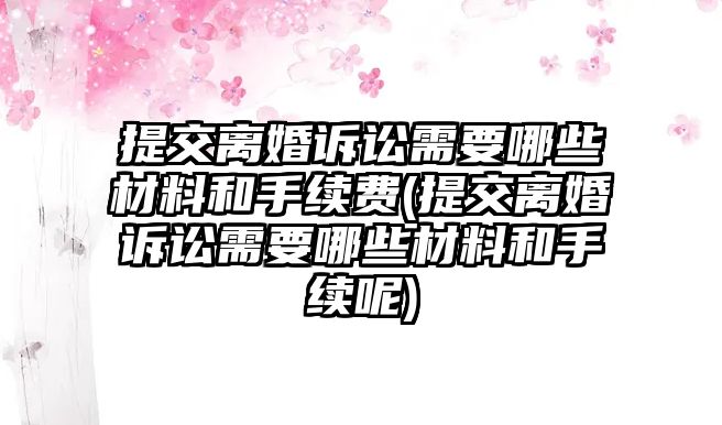 提交離婚訴訟需要哪些材料和手續(xù)費(提交離婚訴訟需要哪些材料和手續(xù)呢)