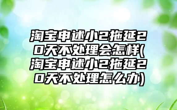 淘寶申述小2拖延20天不處理會怎樣(淘寶申述小2拖延20天不處理怎么辦)