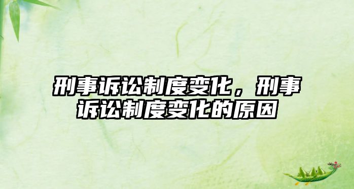 刑事訴訟制度變化，刑事訴訟制度變化的原因