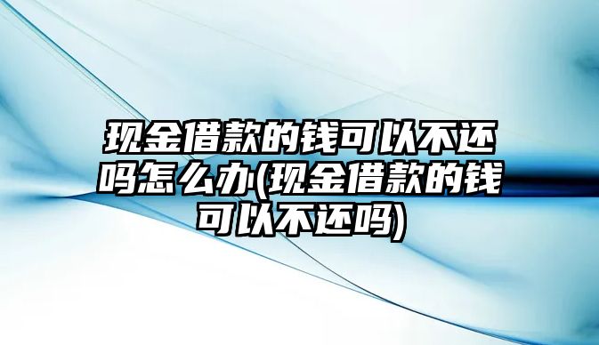 現(xiàn)金借款的錢(qián)可以不還嗎怎么辦(現(xiàn)金借款的錢(qián)可以不還嗎)