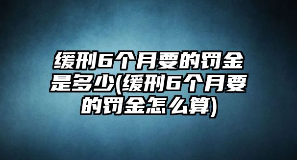 緩刑6個月要的罰金是多少(緩刑6個月要的罰金怎么算)