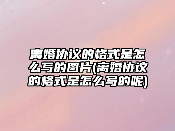 離婚協議的格式是怎么寫的圖片(離婚協議的格式是怎么寫的呢)