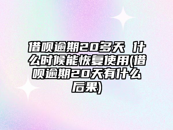 借唄逾期20多天 什么時候能恢復使用(借唄逾期20天有什么后果)