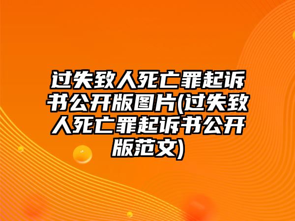 過失致人死亡罪起訴書公開版圖片(過失致人死亡罪起訴書公開版范文)