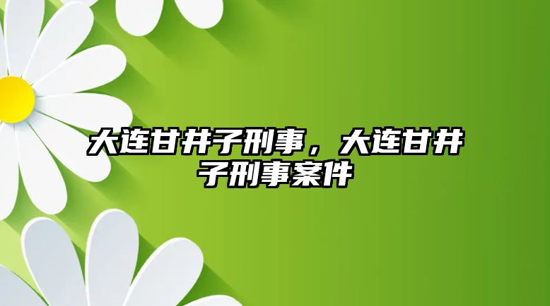 大連甘井子刑事，大連甘井子刑事案件