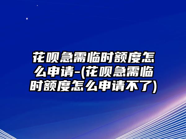 花唄急需臨時額度怎么申請-(花唄急需臨時額度怎么申請不了)