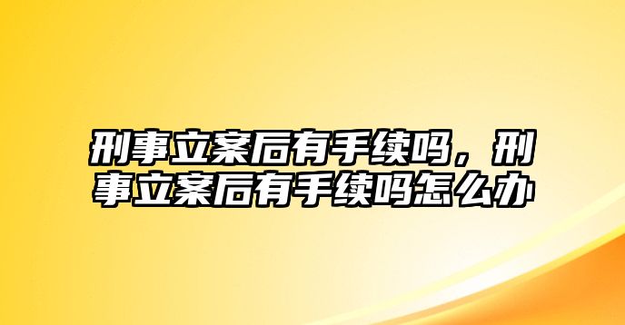 刑事立案后有手續嗎，刑事立案后有手續嗎怎么辦