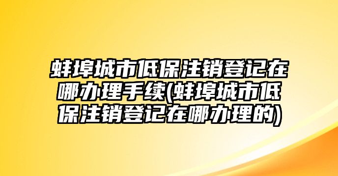 蚌埠城市低保注銷登記在哪辦理手續(xù)(蚌埠城市低保注銷登記在哪辦理的)