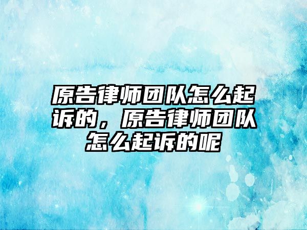 原告律師團隊怎么起訴的，原告律師團隊怎么起訴的呢