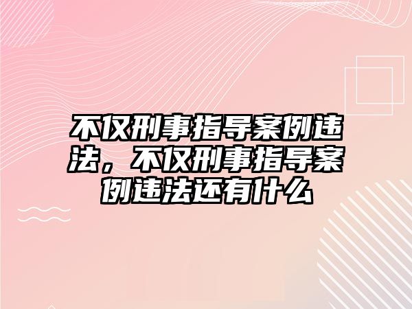 不僅刑事指導案例違法，不僅刑事指導案例違法還有什么