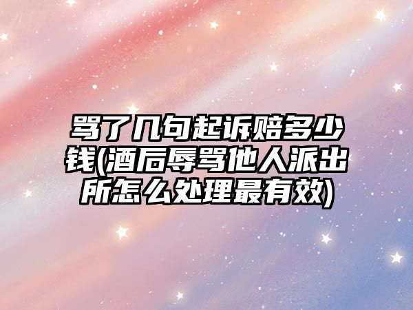 罵了幾句起訴賠多少錢(酒后辱罵他人派出所怎么處理最有效)