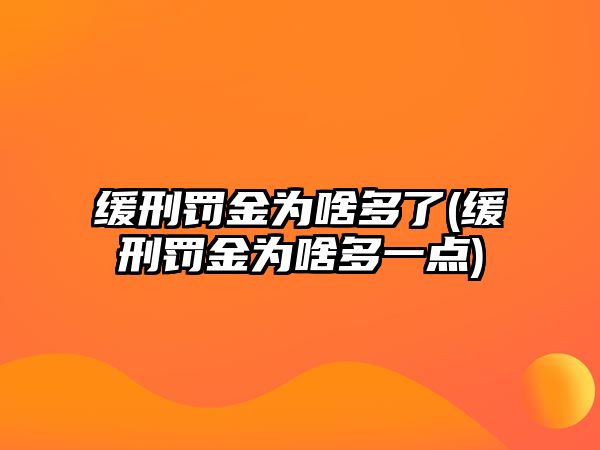 緩刑罰金為啥多了(緩刑罰金為啥多一點(diǎn))