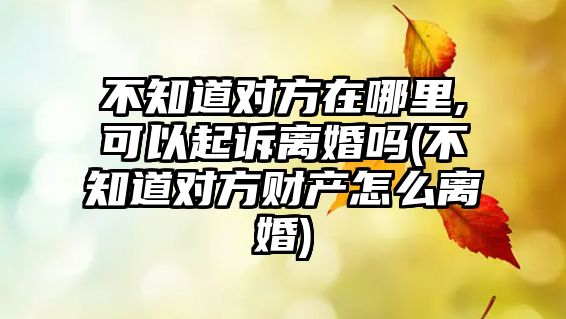 不知道對方在哪里,可以起訴離婚嗎(不知道對方財產怎么離婚)