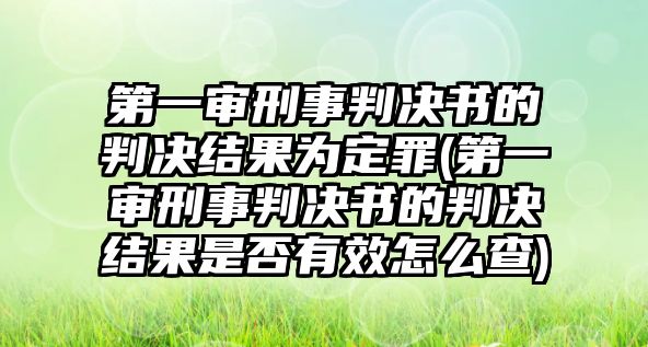 第一審刑事判決書的判決結果為定罪(第一審刑事判決書的判決結果是否有效怎么查)